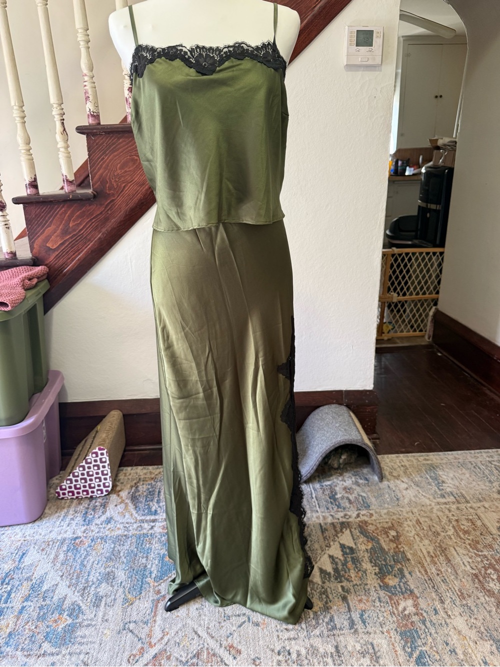 Victoria's Secret Olive Green Satin 2 piece sleep set